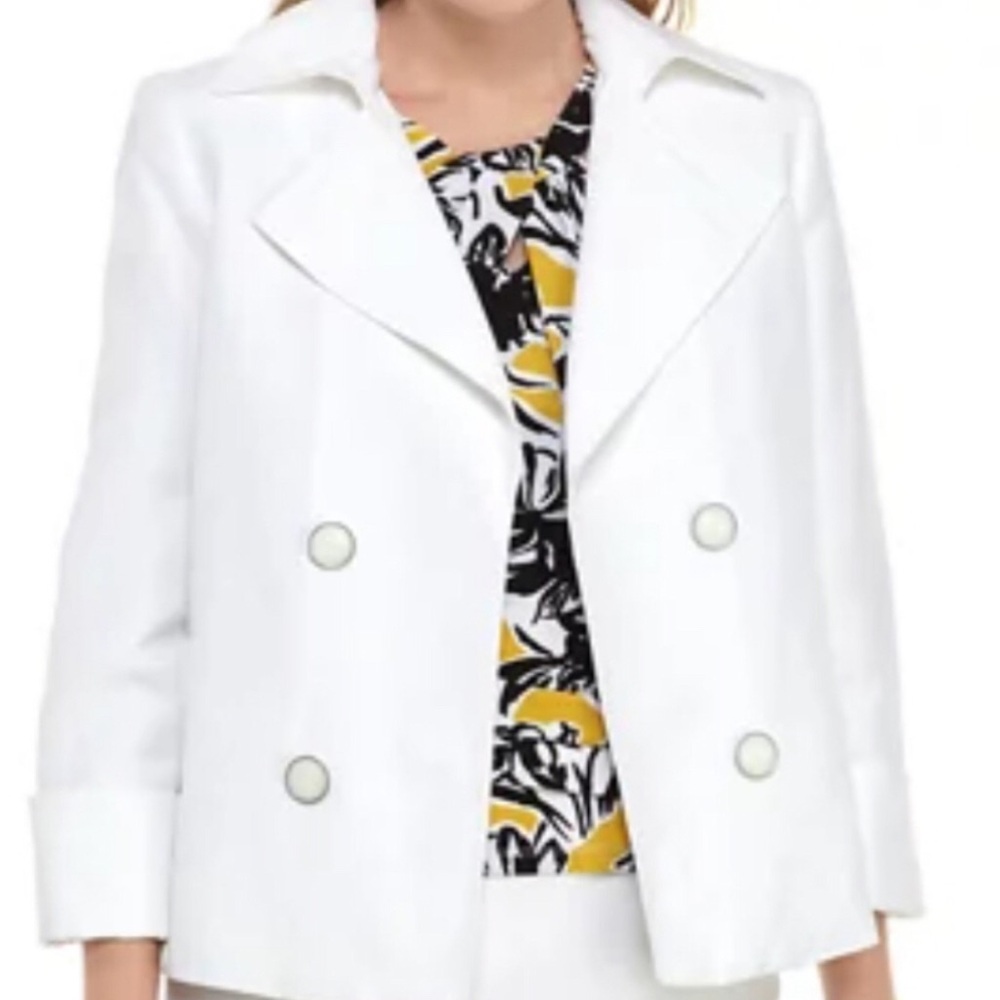 Kasper Linen/Viscose Open Front Decorative Button Jacket Sz 10